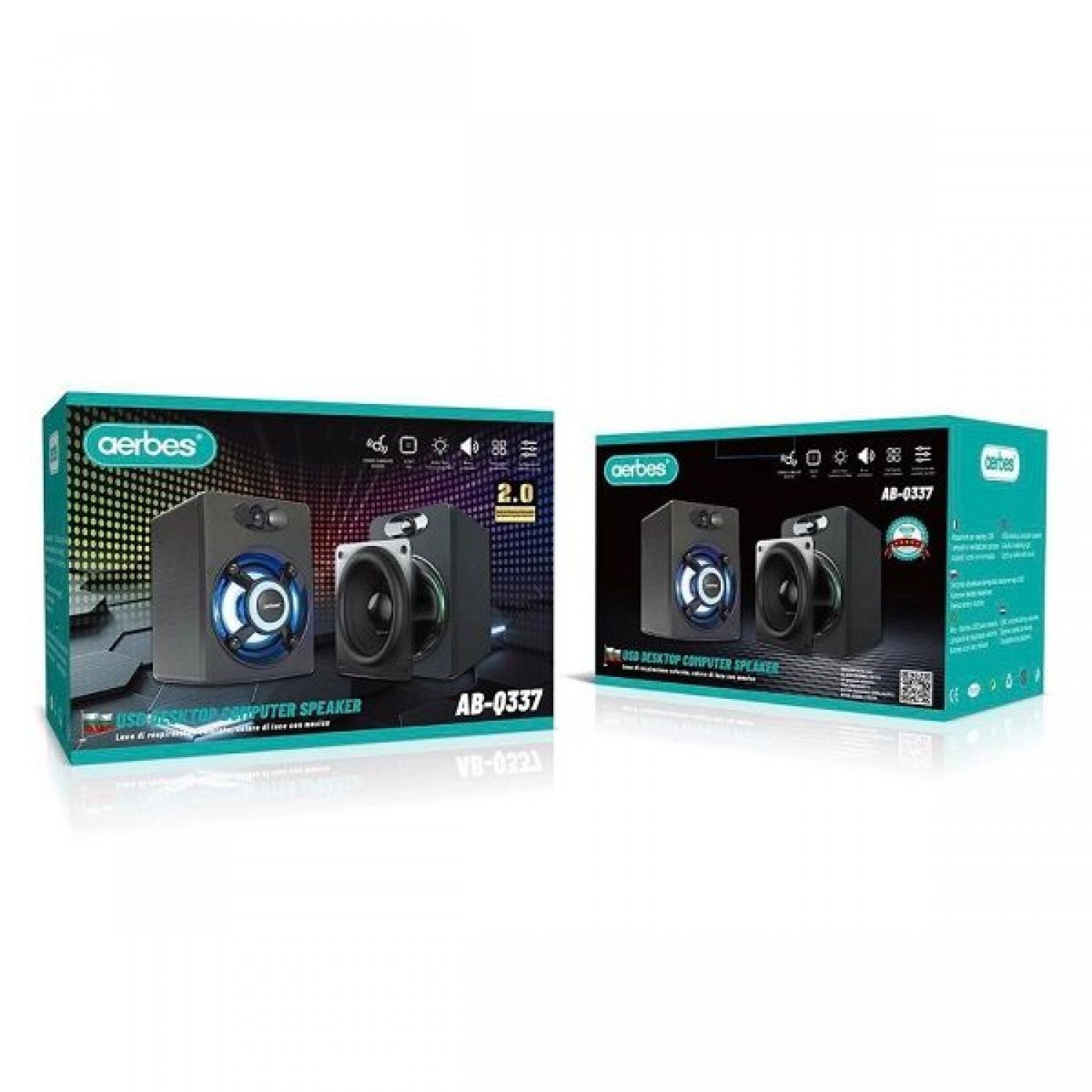 Ηχεία Υπολογιστή 2.1 με RGB Φωτισμό και Ισχύ 3W σε Μαύρο Χρώμα AB-Q337