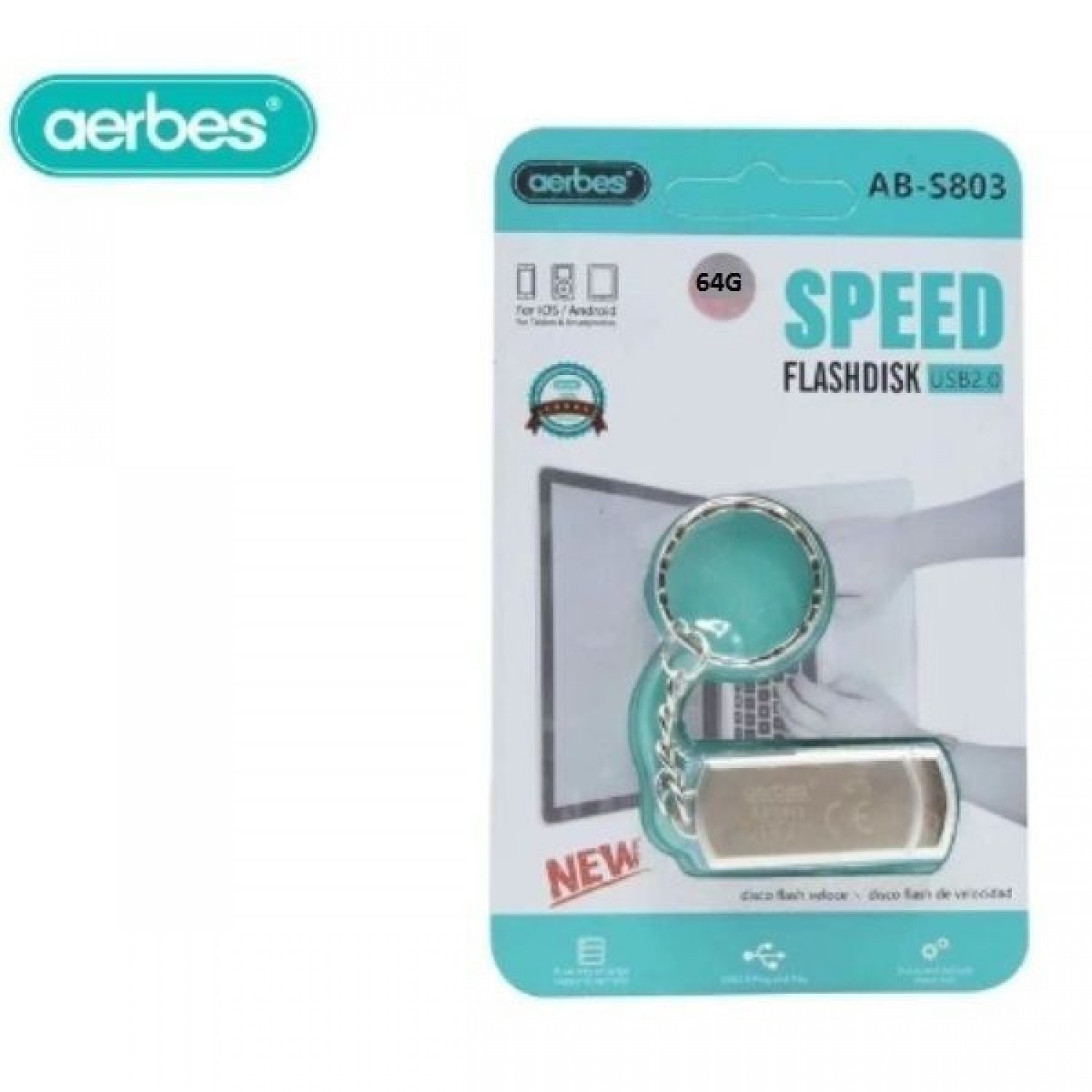 USB 2.0 Stick  64GB Ασημί Aerbes AB-S803