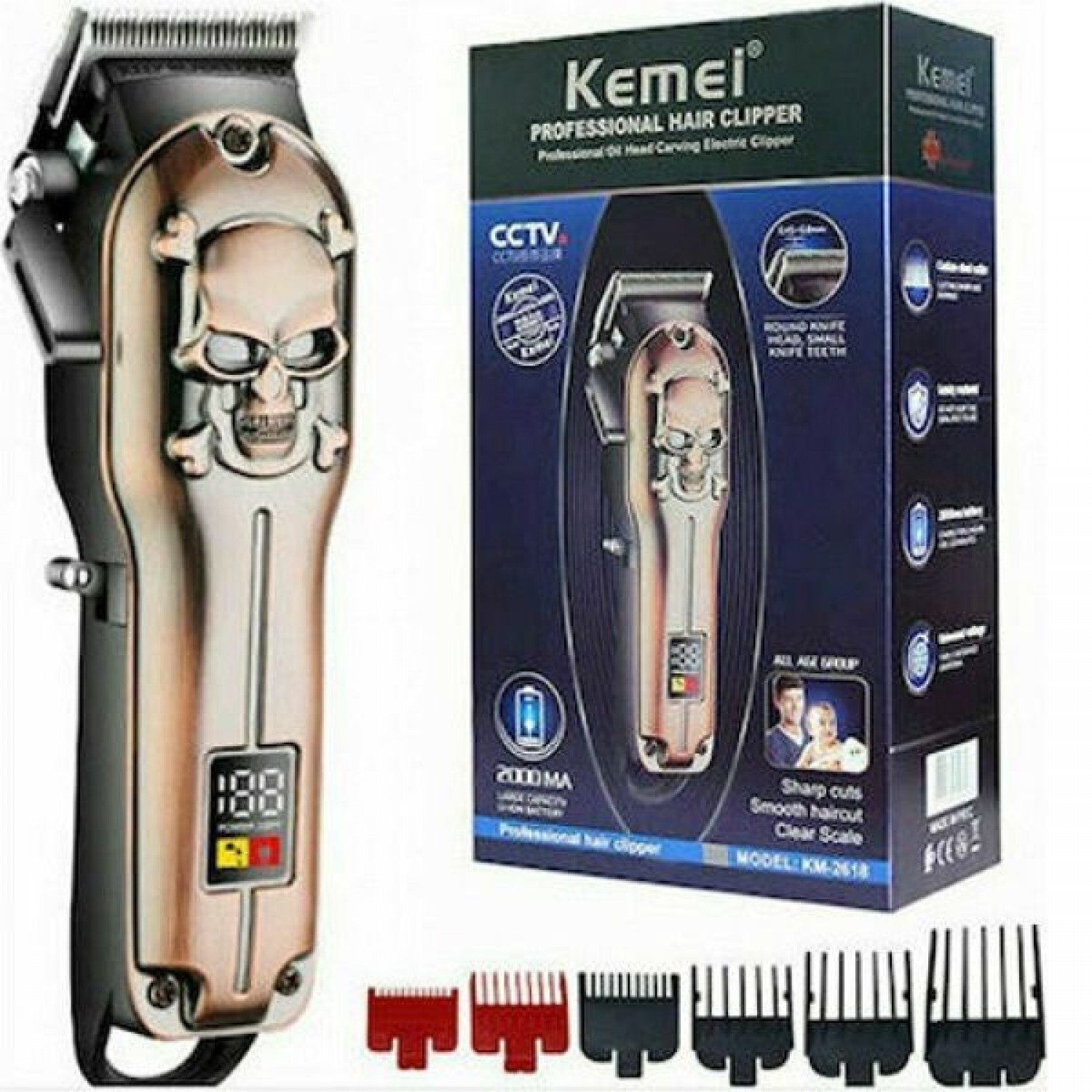 Kemei Επαγγελματική Επαναφορτιζόμενη Κουρευτική Μηχανή Χάλκινη KM-2618