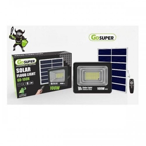 Αδιάβροχος Ηλιακός Προβολέας GDSUPER GD-100H 100W με Ηλιακό Πάνελ & Χειριστήριο