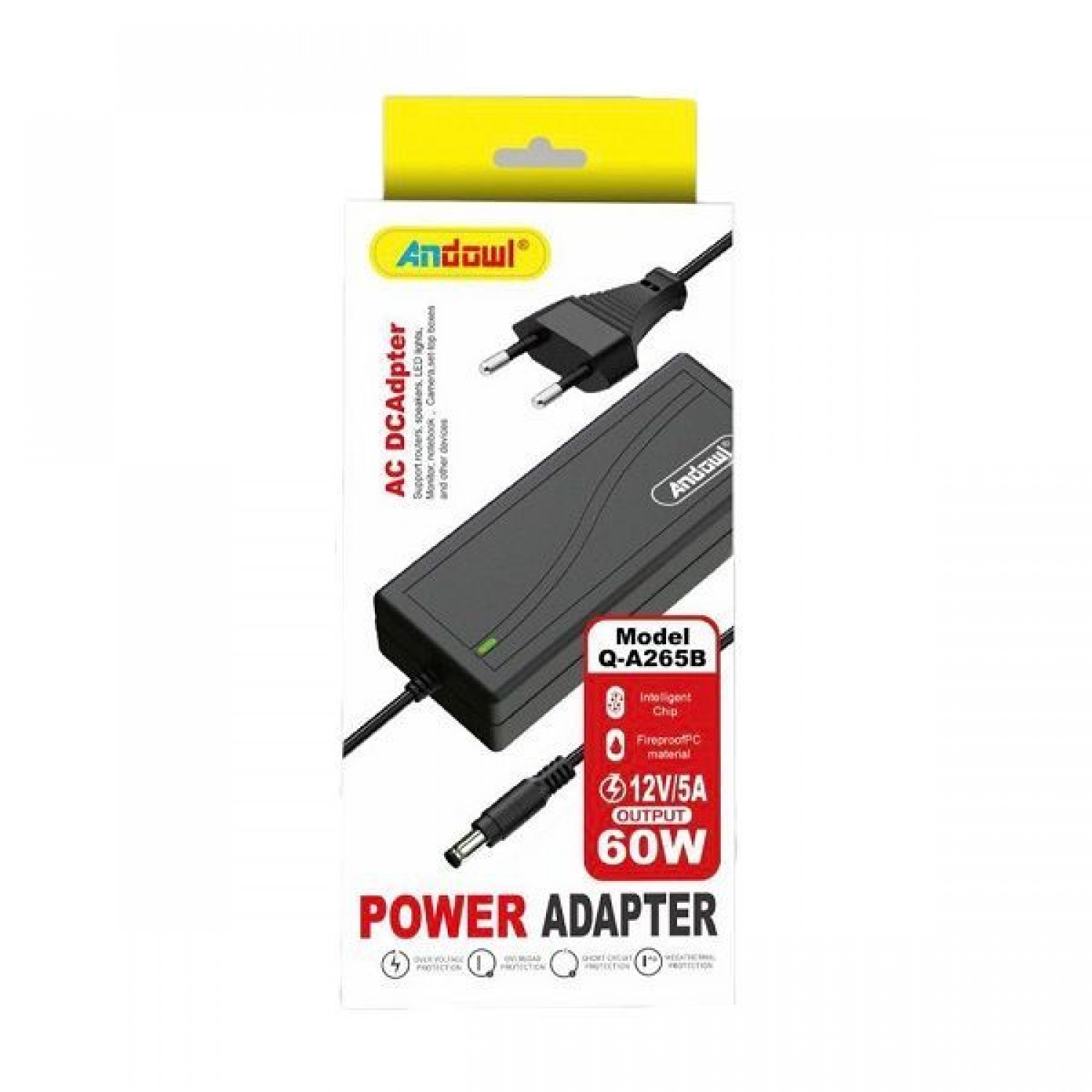 Φορτιστής Laptop Universal 60W 12V 5A με Αντάπτορα Τροφοδοσίας Andowl Q-A265B