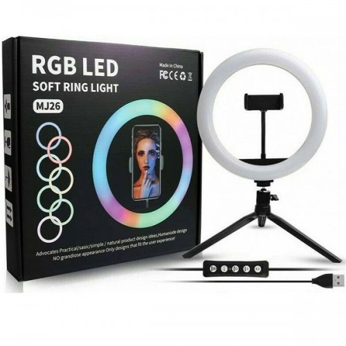 RGB Ring Light BD-260 RGB Led 14cm 2500-4500K με Επιτραπέζιο Τρίποδο και Βάση για Κινητό