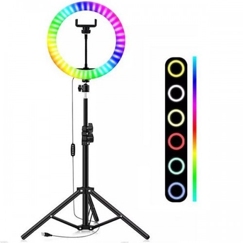 RGB Ring Light RGB Led Ring Light 30cm με Τρίποδο Δαπέδου και Βάση για Κινητό