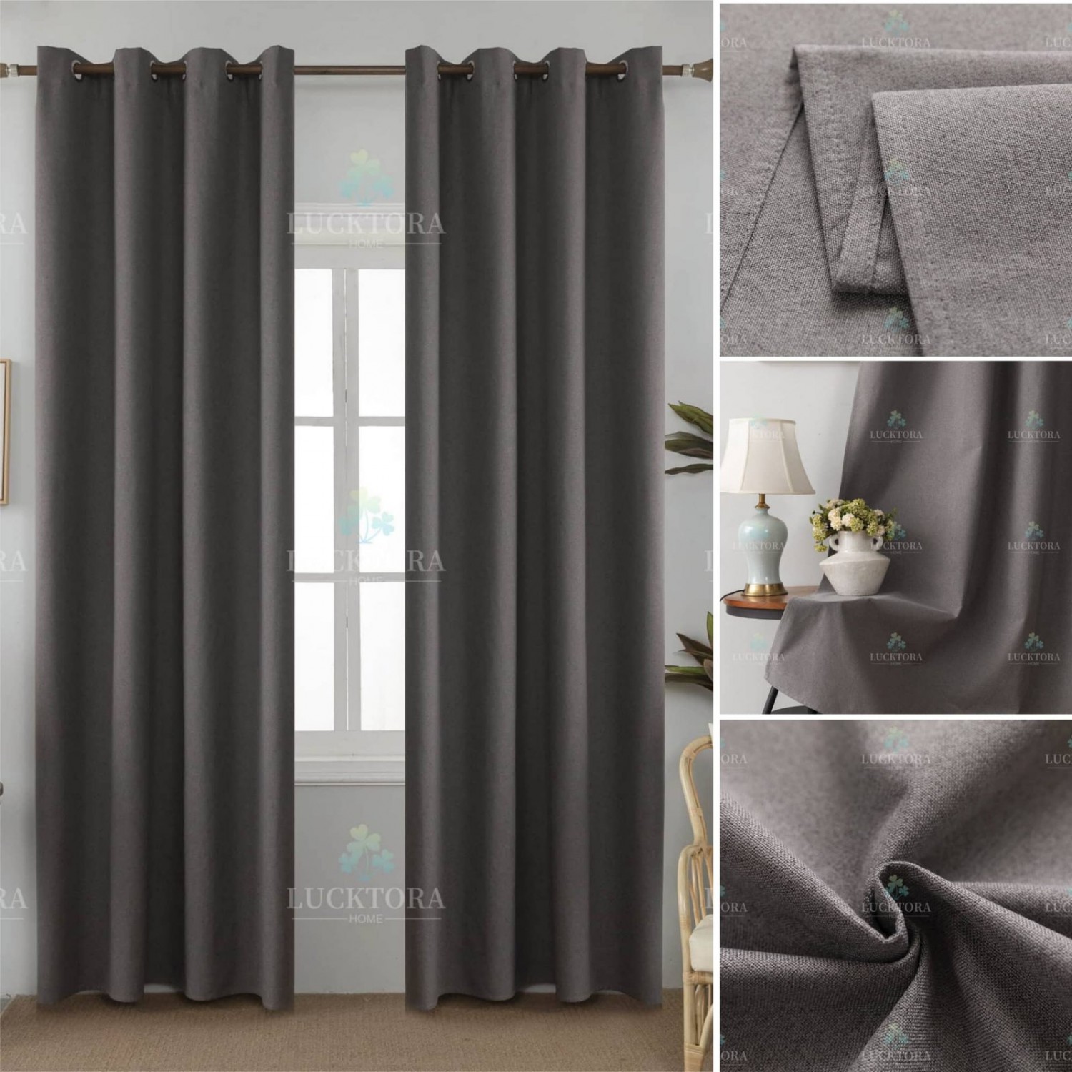 AD6010-6 Mπεζ|Καφέ- 100%BLACKOUT – Με Κρίκο -140X265CM