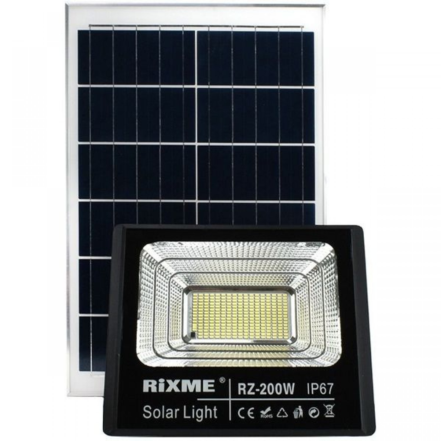 Προβολέας Ηλιακός Στεγανός LED 200W με Τηλεχειριστήριο RIXME