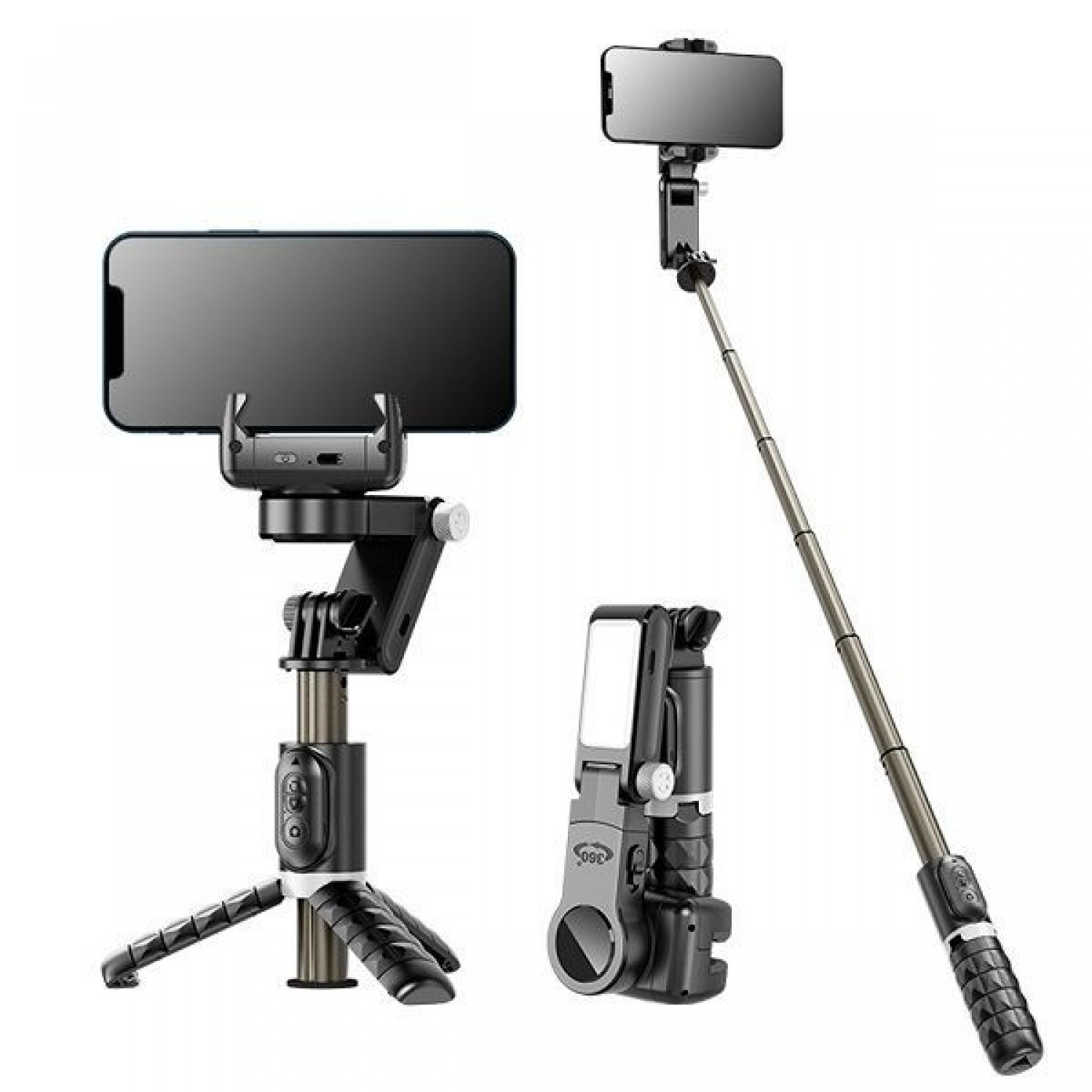 Selfie Stick με Bluetooth Τηλεχειριστήριο Μαύρο Techsuit Q18
