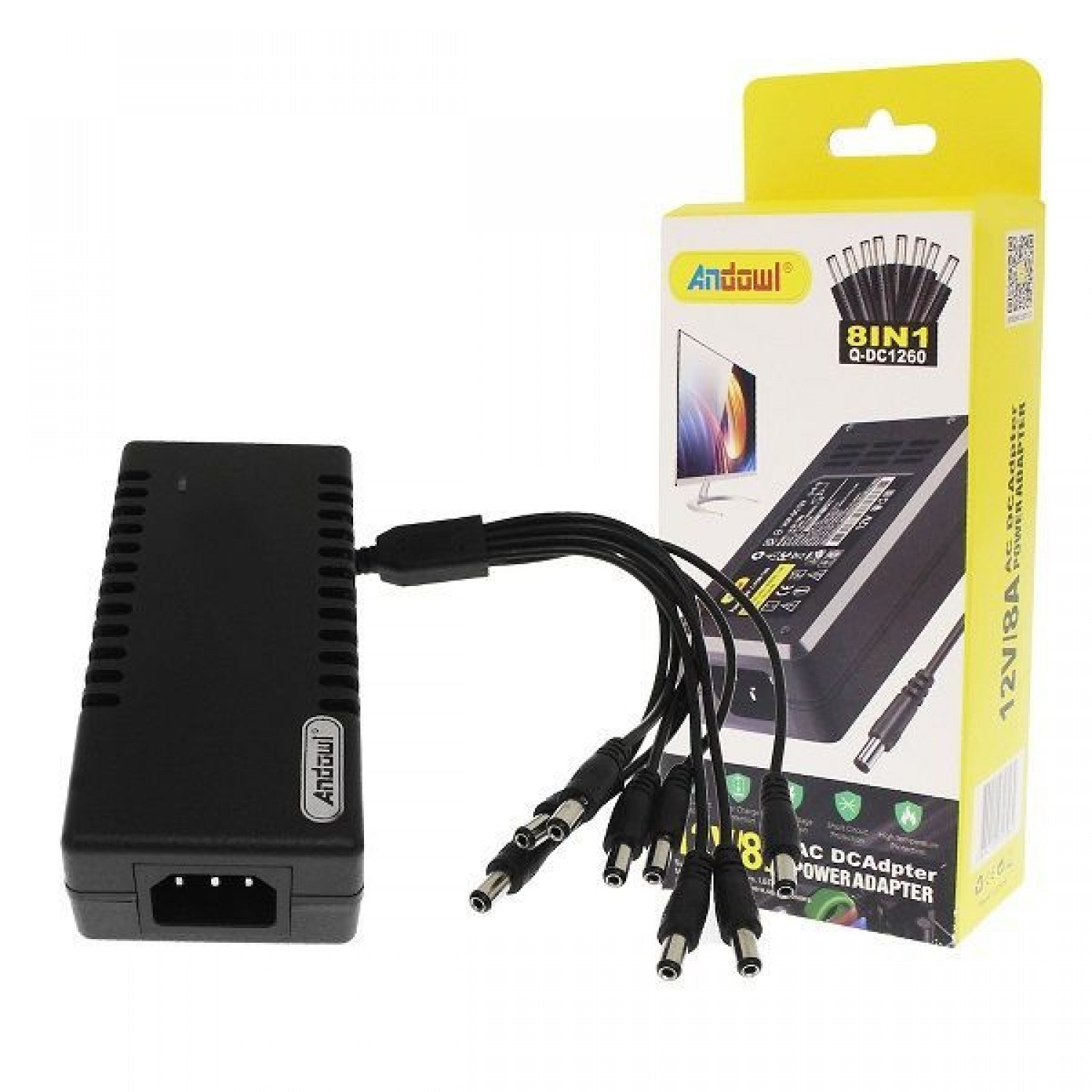Τροφοδοτικό Universal 12V 8A με 8 βύσματα Andowl Q-DC1260