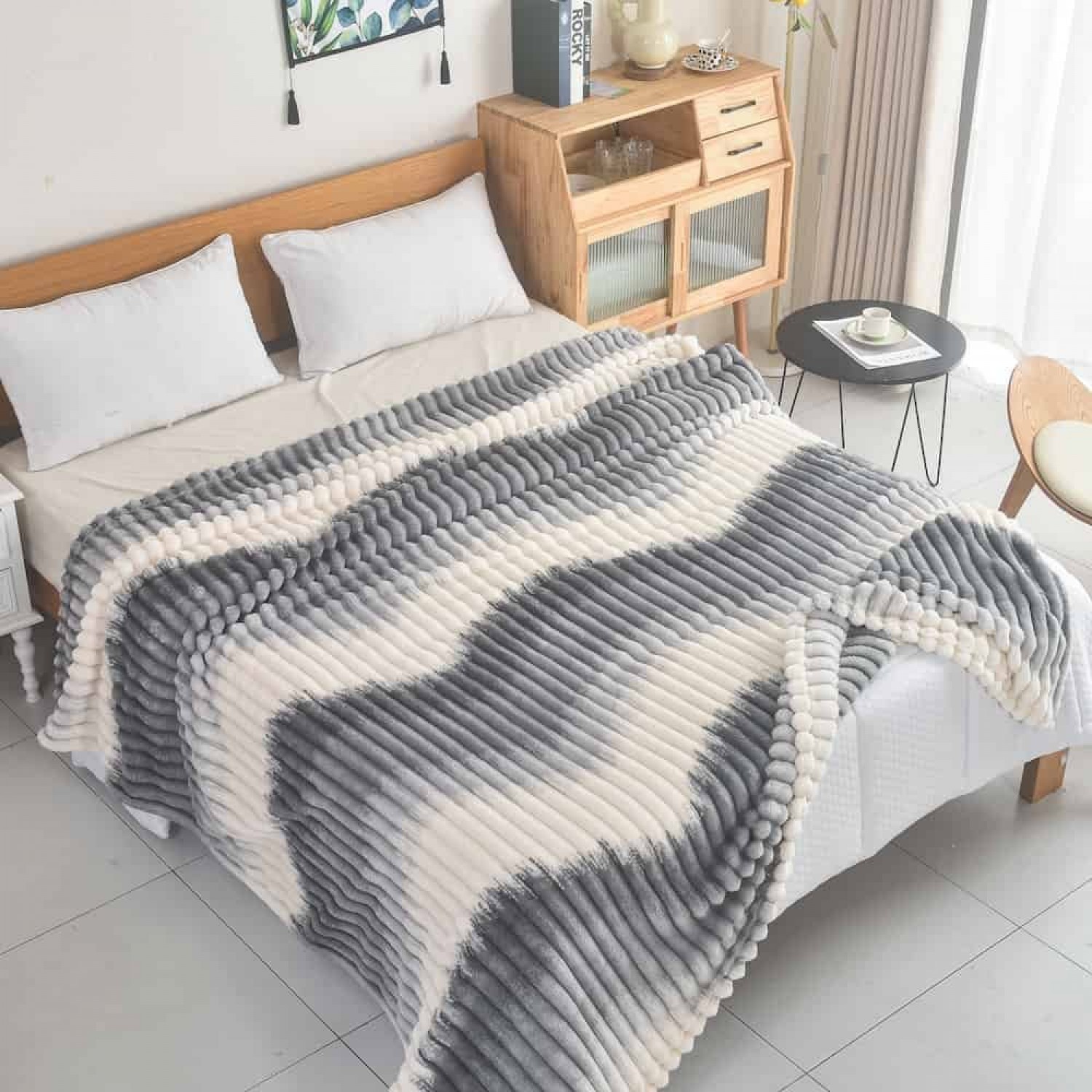 Κουβέρτα Fleece-Δίχρωμο Ριγέ -6 220X240CM