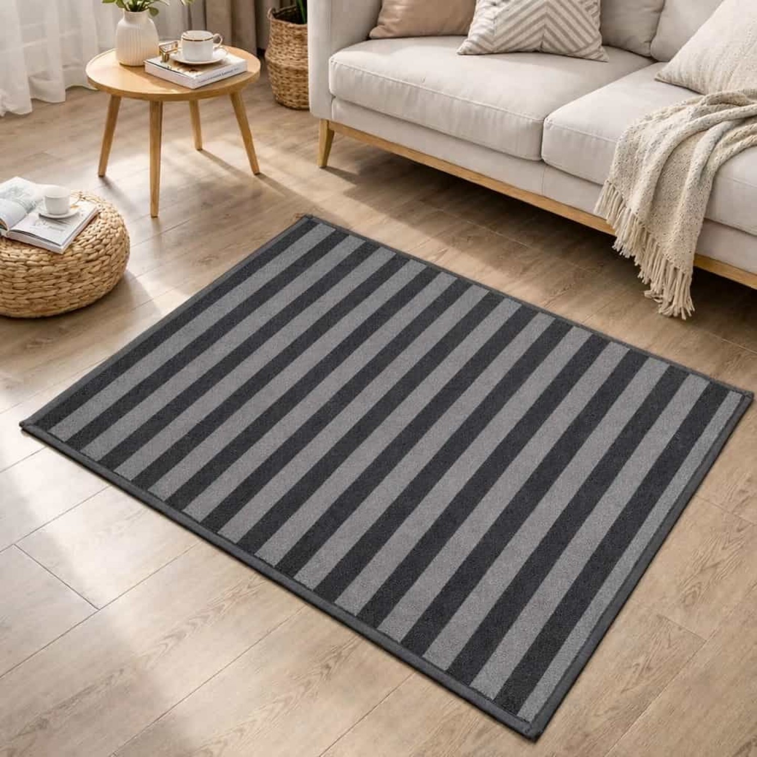 Πατάκι Ζακάρ Ριγέ - Γκρί 60X180CM