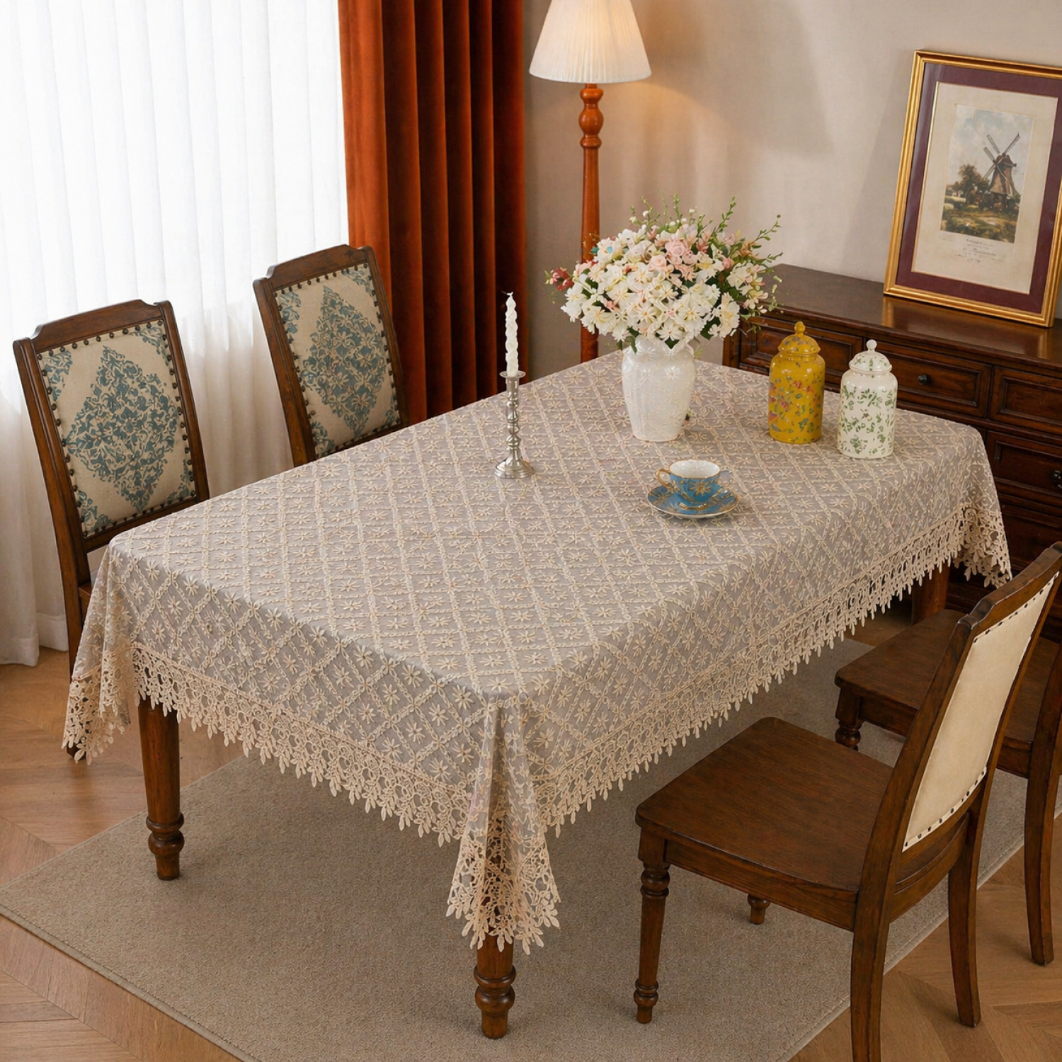 C3-4 Δαντελένιο Tραπεζομάντηλο - 140/180CM 140X180CM