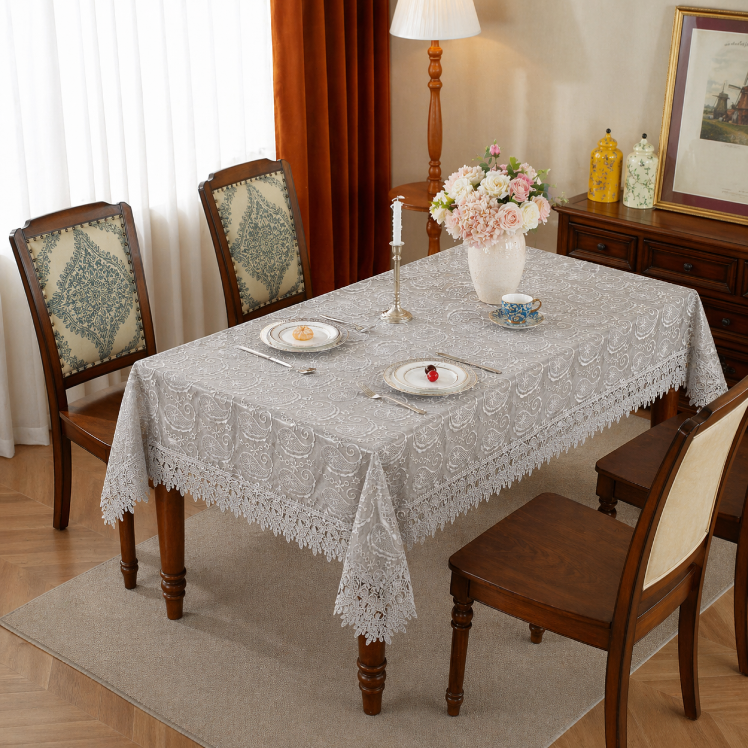 C6-3 Δαντελένιο Tραπεζομάντηλο - 140/180CM 140X140CM
