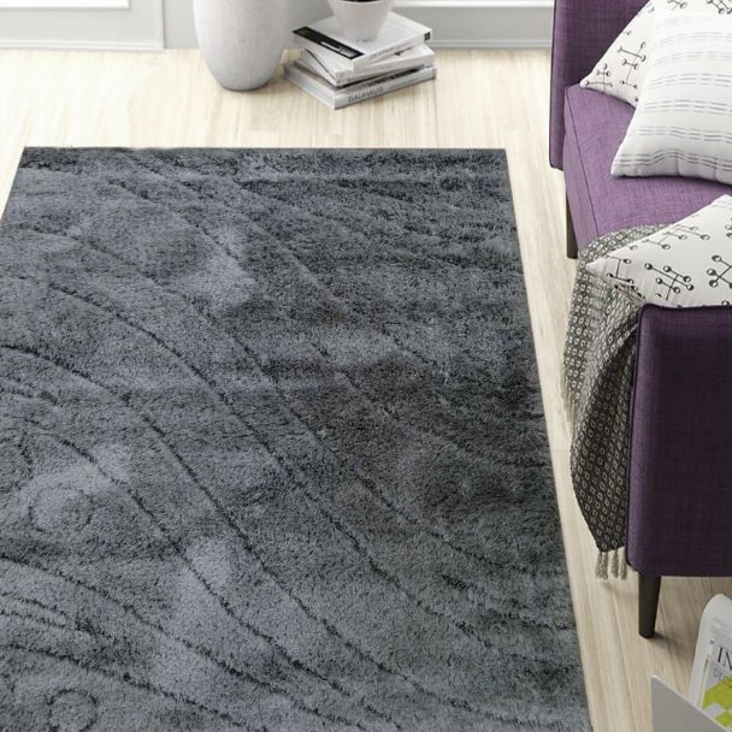 χαλιά 3d shaggy  22078 grey 130x160